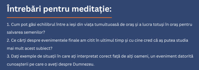 Întrebări pentru meditație vineri 2